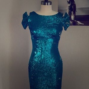 Azure blue color long  dress XS